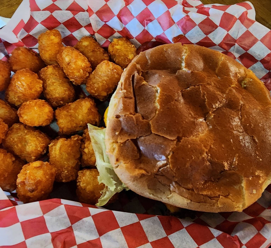 Burger and tots